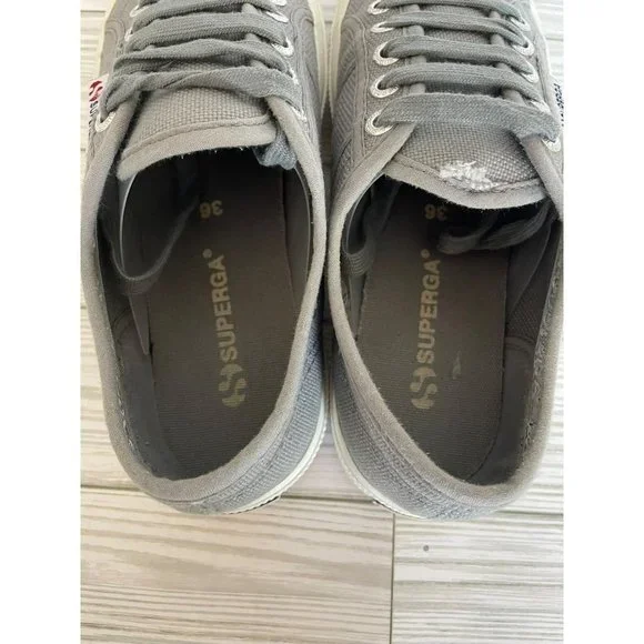 Superga Gray Canvas Sneakers in Size us 6,  eu 36 - Picture 7 of 10